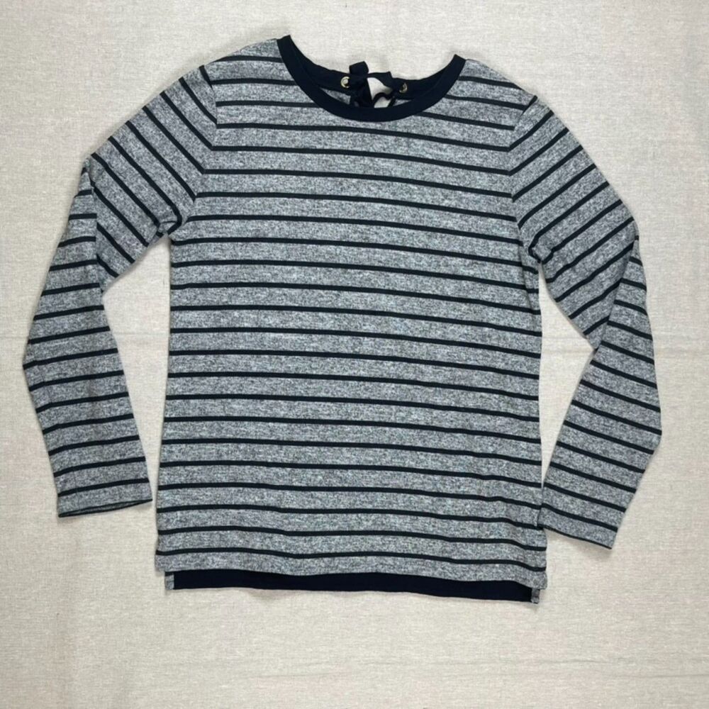 St. John’s Bay | Gray and Black Striped Long Sleeve Top | Medium
